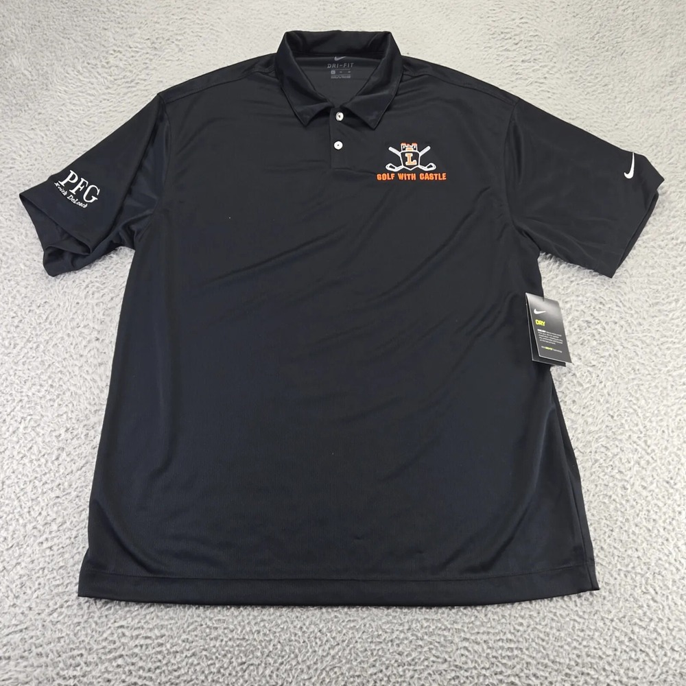 Nike Shirt Mens XL Black Golf Polo Outdoors Dri-Fit Swoosh‎ Short Sleeve PFG